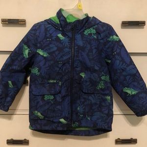 3T lightly lined, hooded rain coat